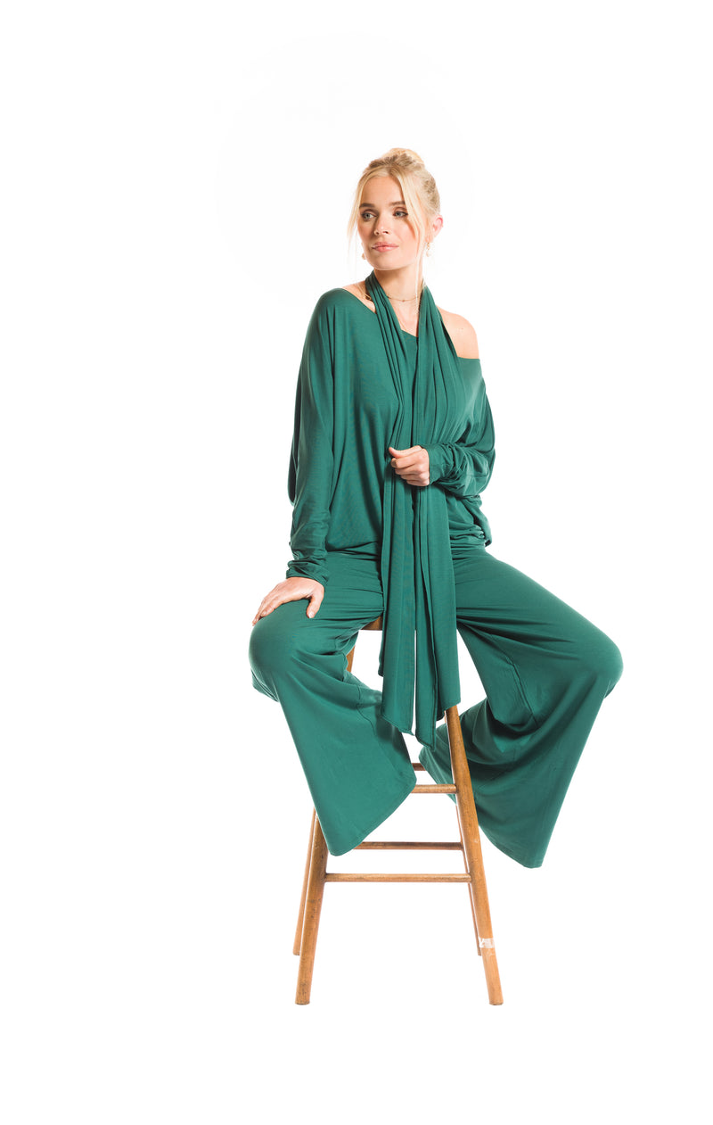 BAMBOO RAGLAN TOP WITH SCARF FLORESTA