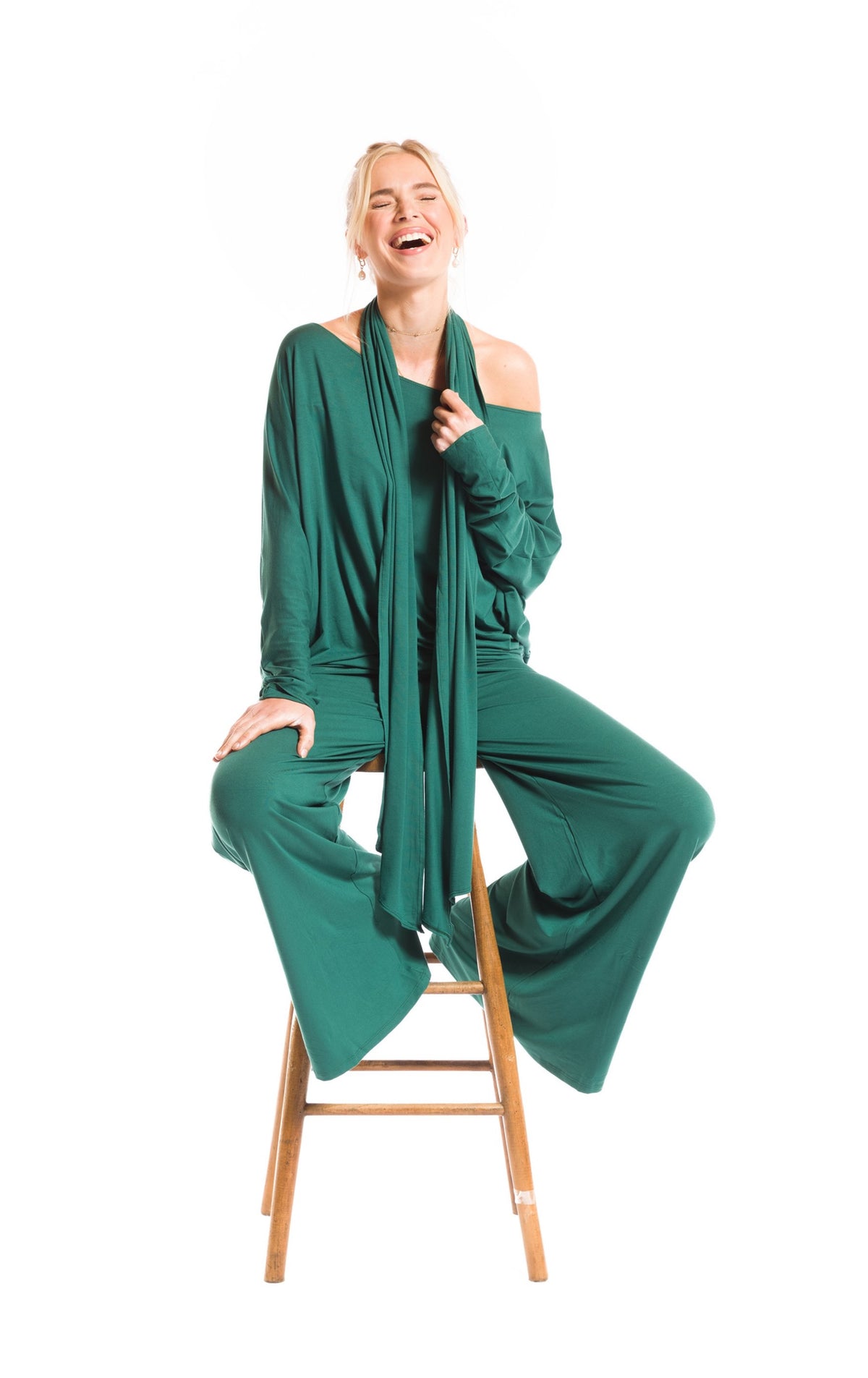 BAMBOO RAGLAN TOP WITH SCARF FLORESTA