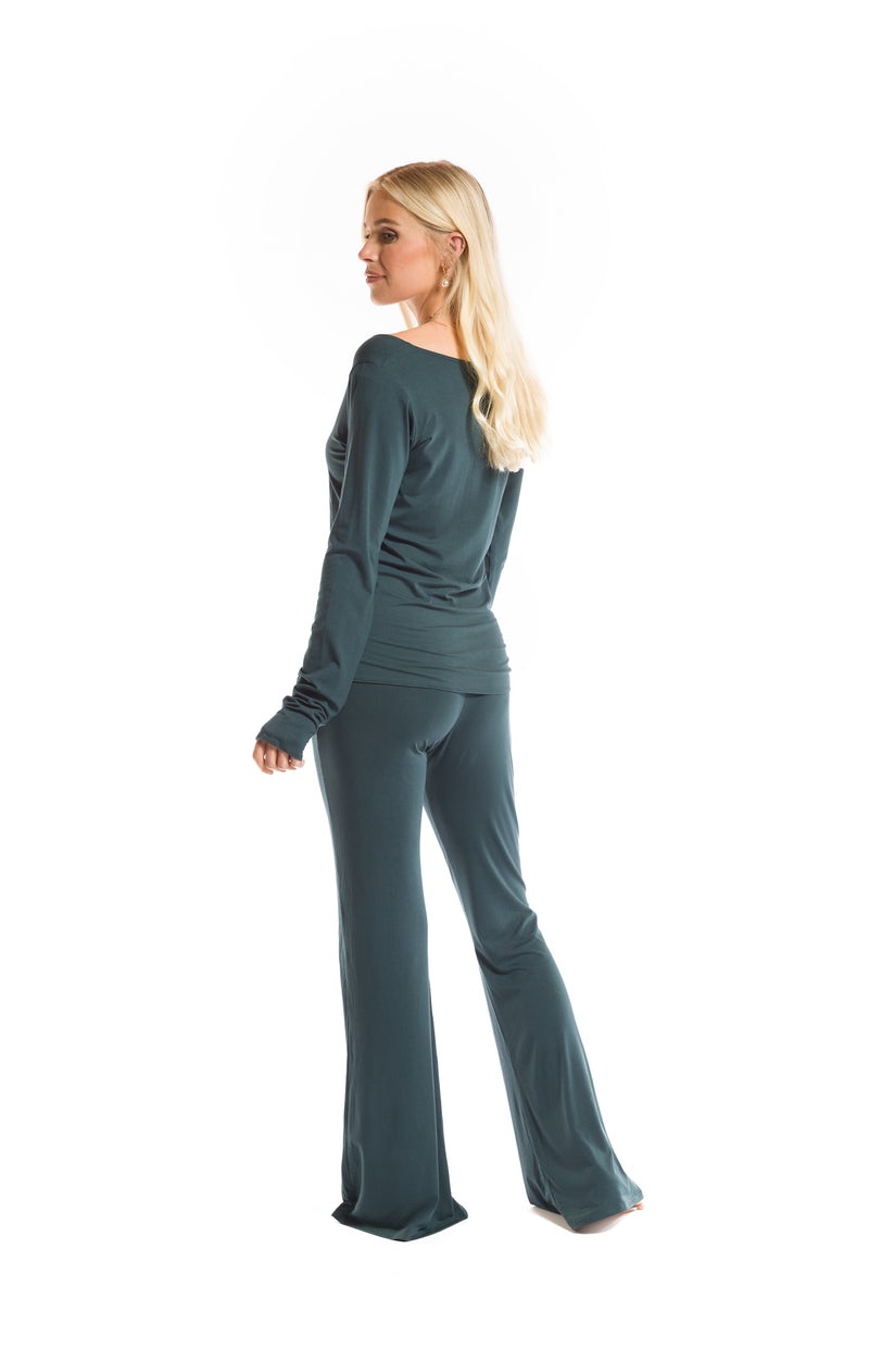 BAMBOO LONG SLEEVE TOP OCEAN GREEN