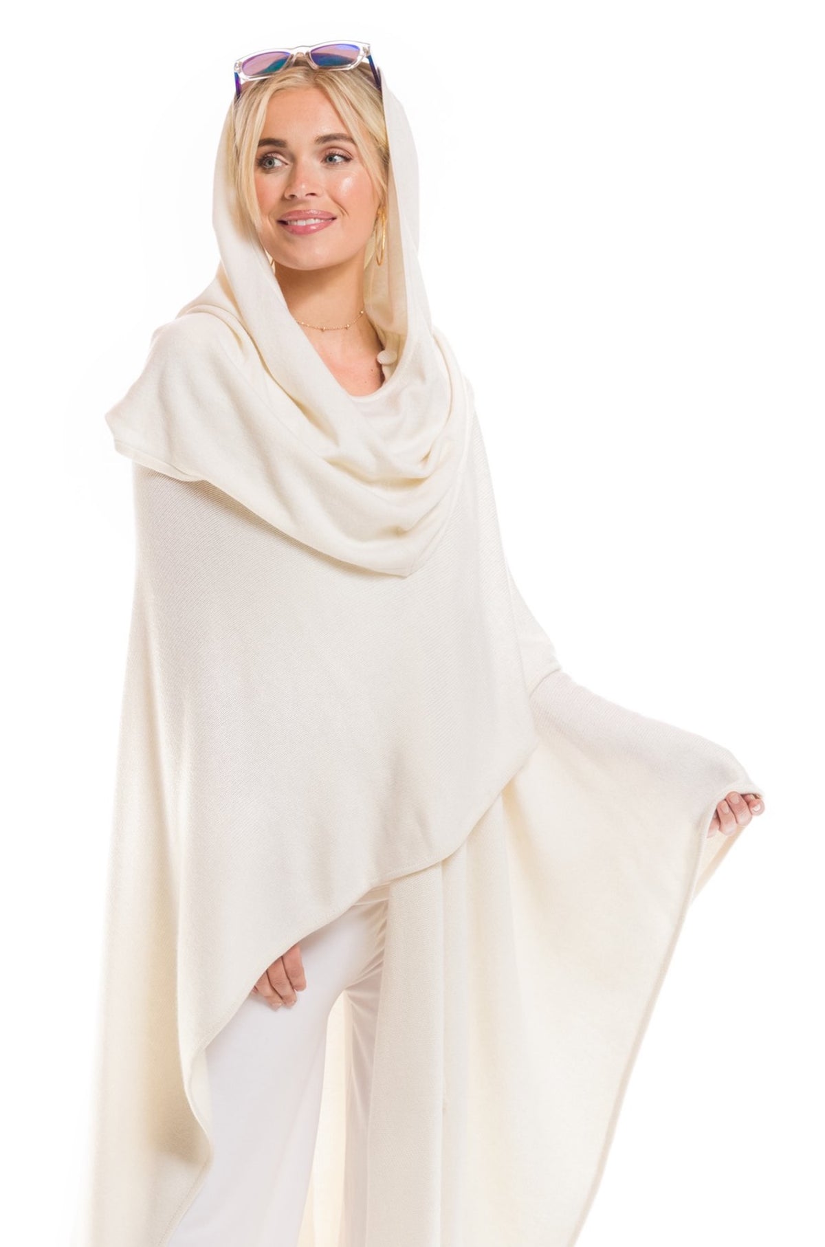 100% 4 PLY AVALON CASHMERE CAPE WINTER WHITE