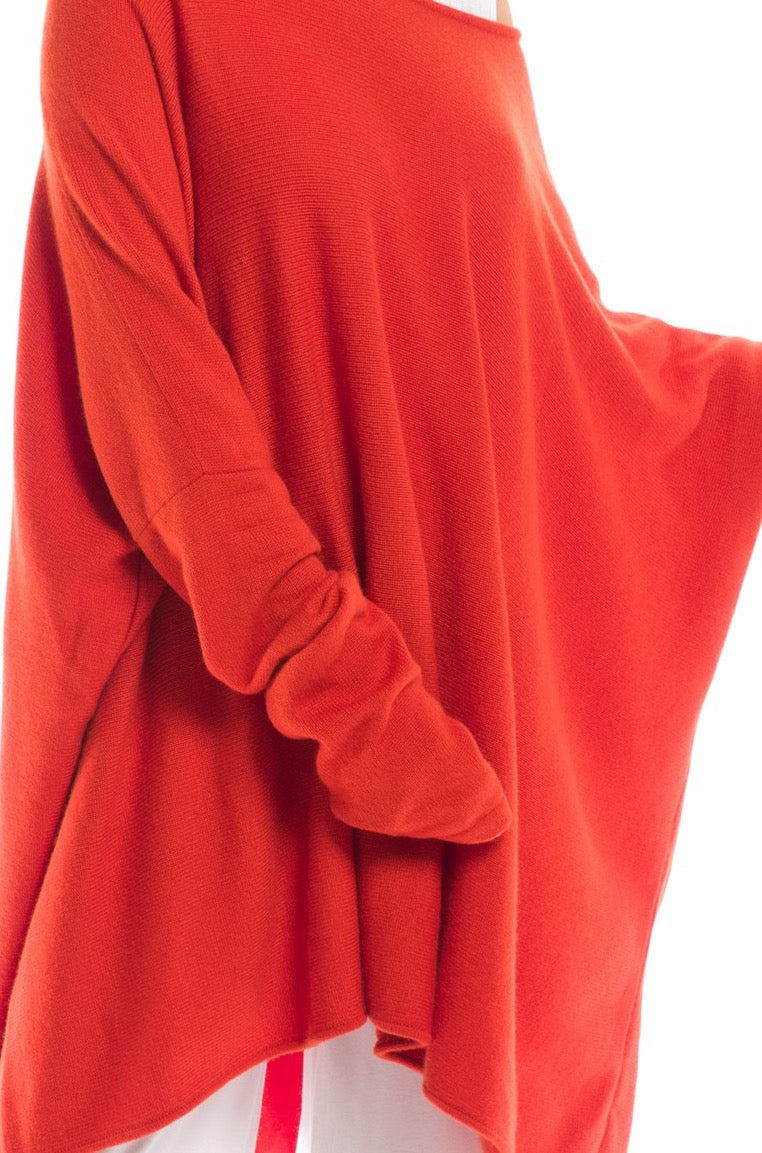 100%4 PLY CASHMERE SNUGGLE BOX JUMPER SPICY ORANGE