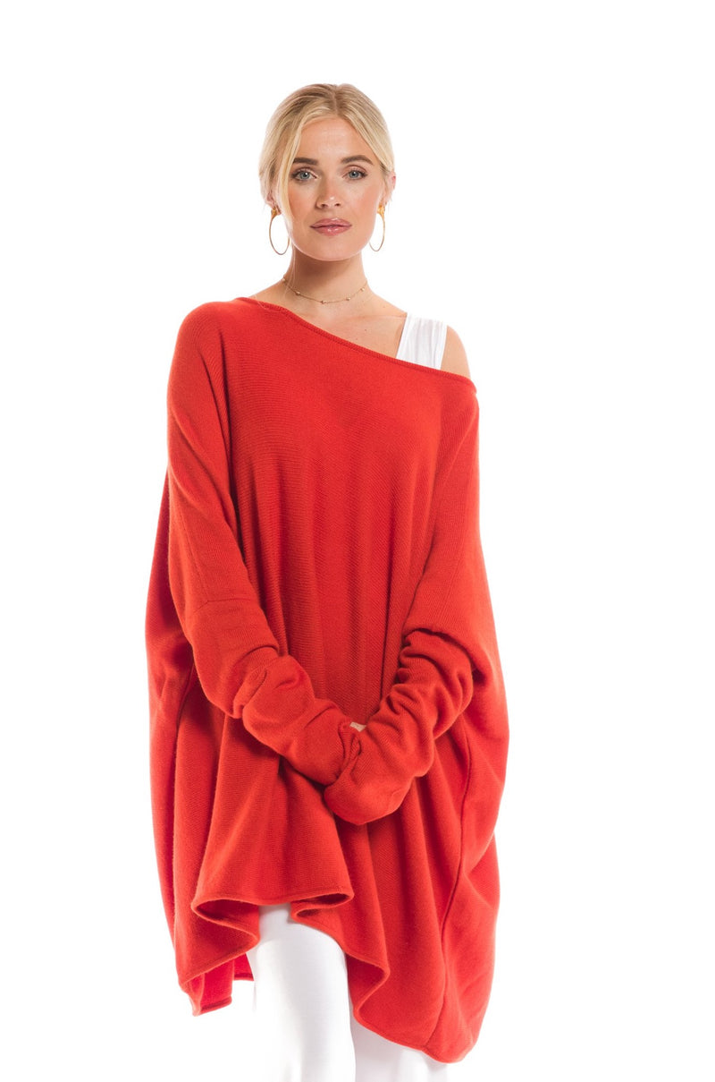 100%4 PLY CASHMERE SNUGGLE BOX JUMPER SPICY ORANGE