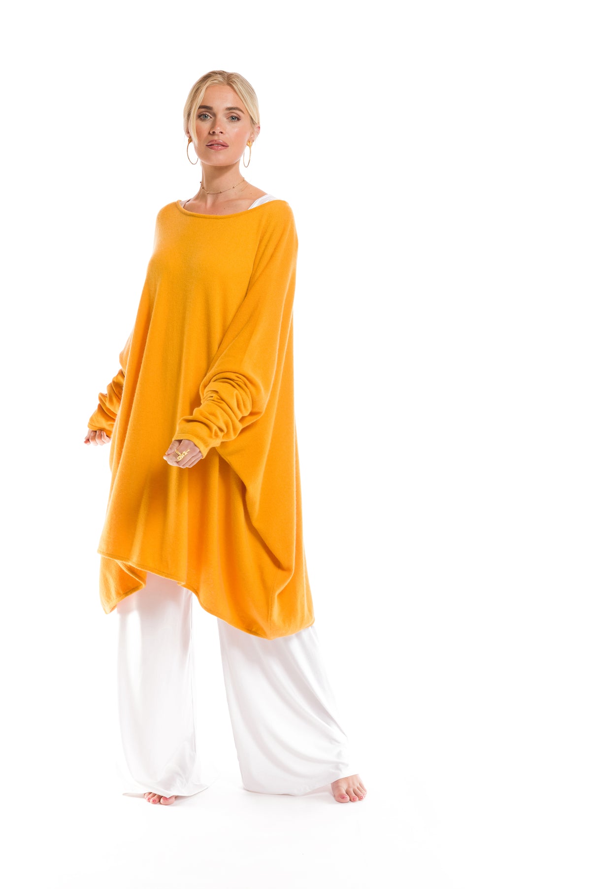 100% 2 PLY CASHMERE SNUGGLE BOX JUMPER TIBETAN YELLOW
