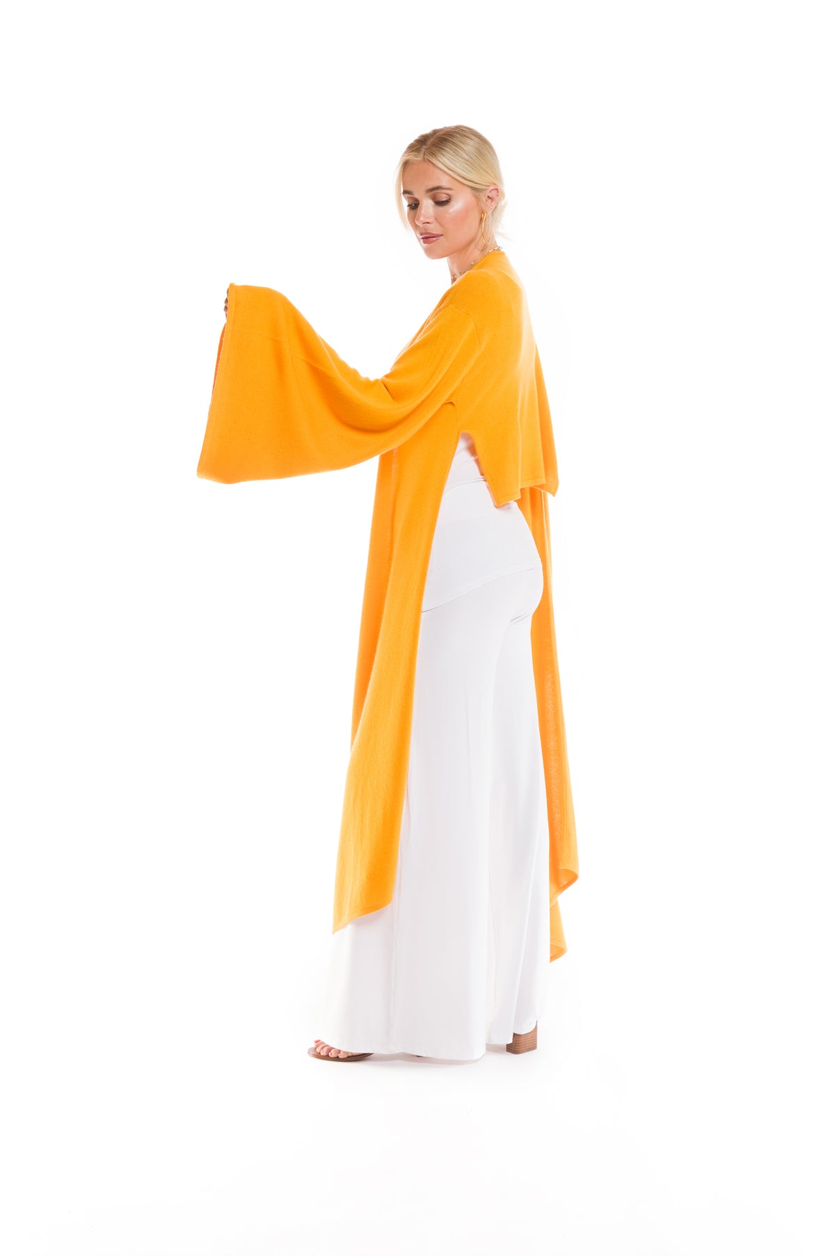 100% 2 PLY CASHMERE DRAPED SHRUG TIBETAN YELLOW