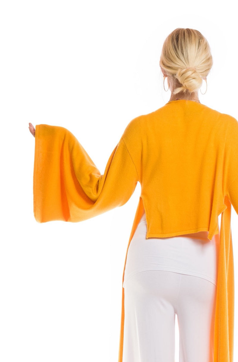 100% 2 PLY CASHMERE DRAPED SHRUG TIBETAN YELLOW