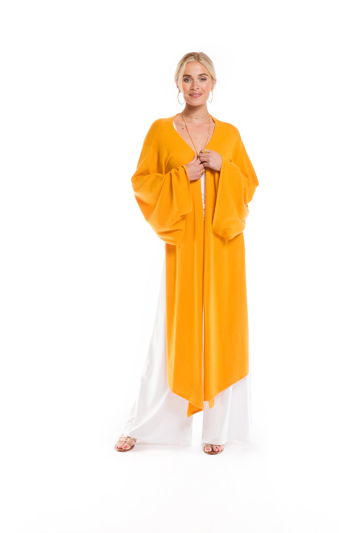 100% 2 PLY CASHMERE DRAPED SHRUG TIBETAN YELLOW