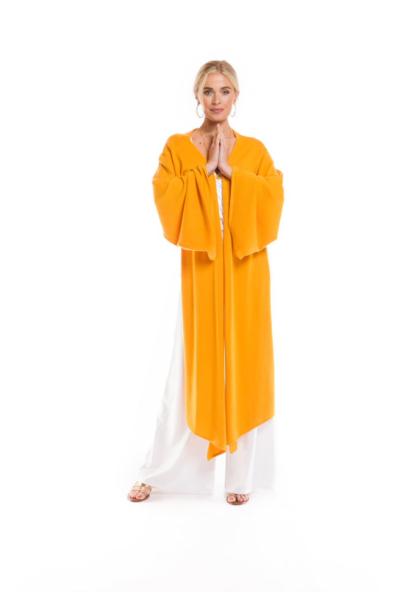 100% 2 PLY CASHMERE DRAPED SHRUG TIBETAN YELLOW