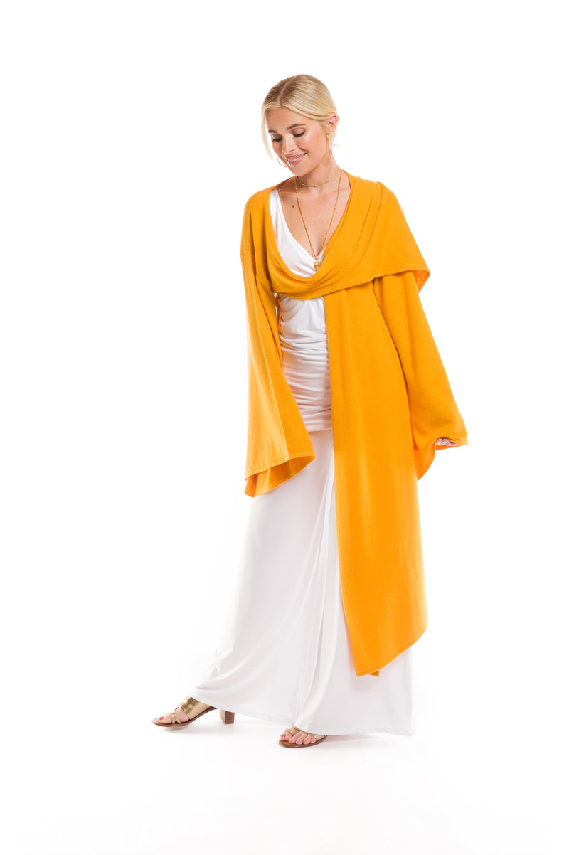 100% 2 PLY CASHMERE DRAPED SHRUG TIBETAN YELLOW