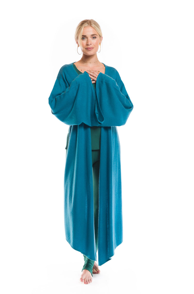 100% 2 PLY CASHMERE DRAPED SHRUG SKY BLUE