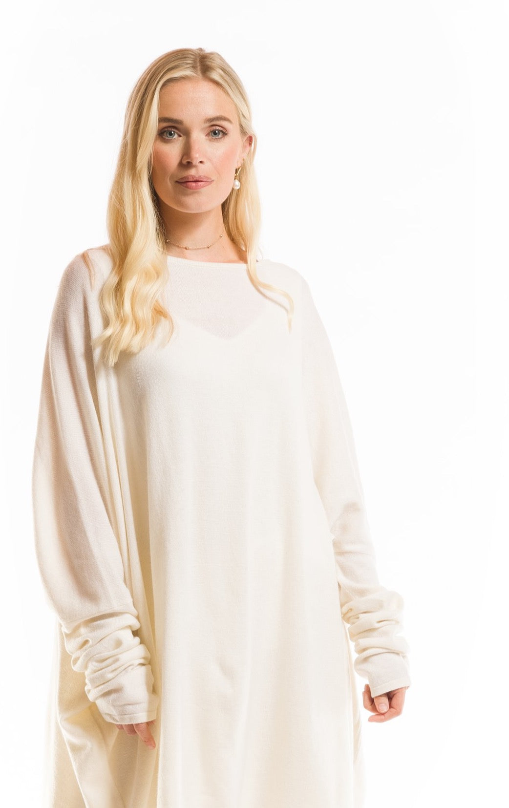 100% 2 PLY CASHMERE SNUGGLE BOX JUMPER WINTER WHITE