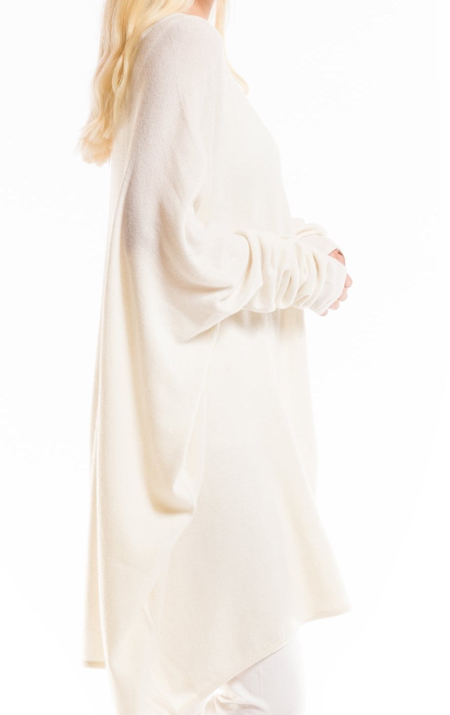 100% 2 PLY CASHMERE SNUGGLE BOX JUMPER WINTER WHITE