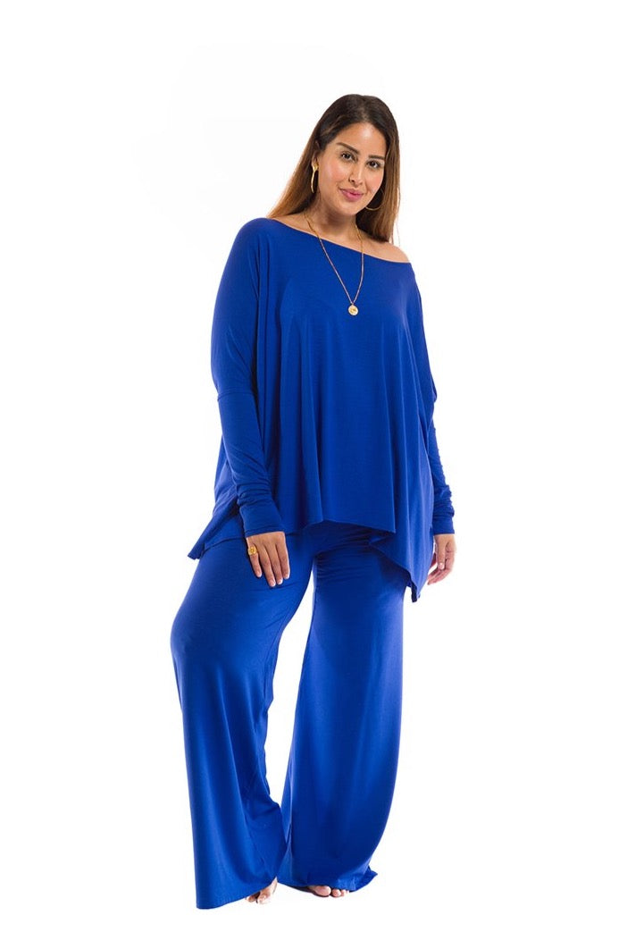 BAMBOO PALAZZO PANTS COBALT BLUE