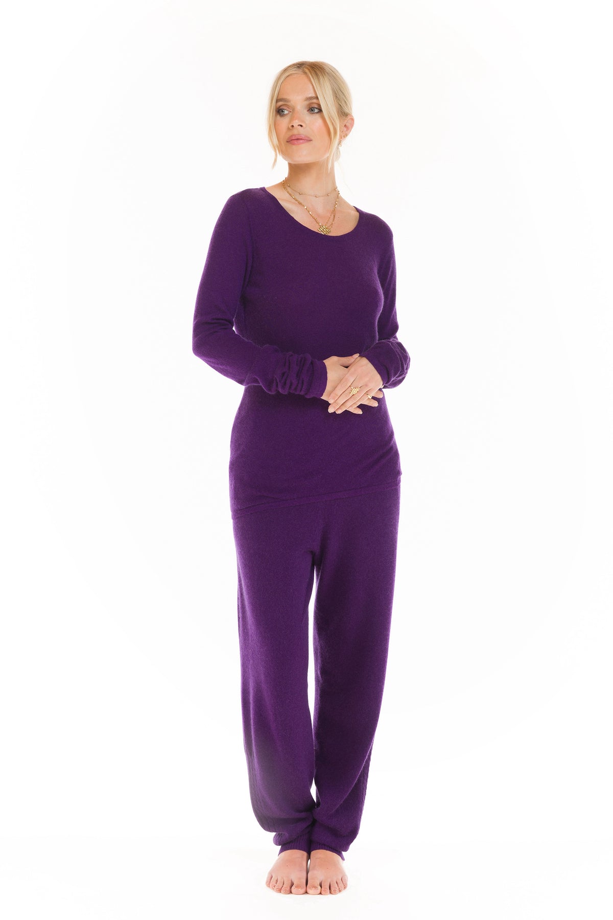 100% ULTRA FINE LONG SLEEVE TOP DEEP PURPLE