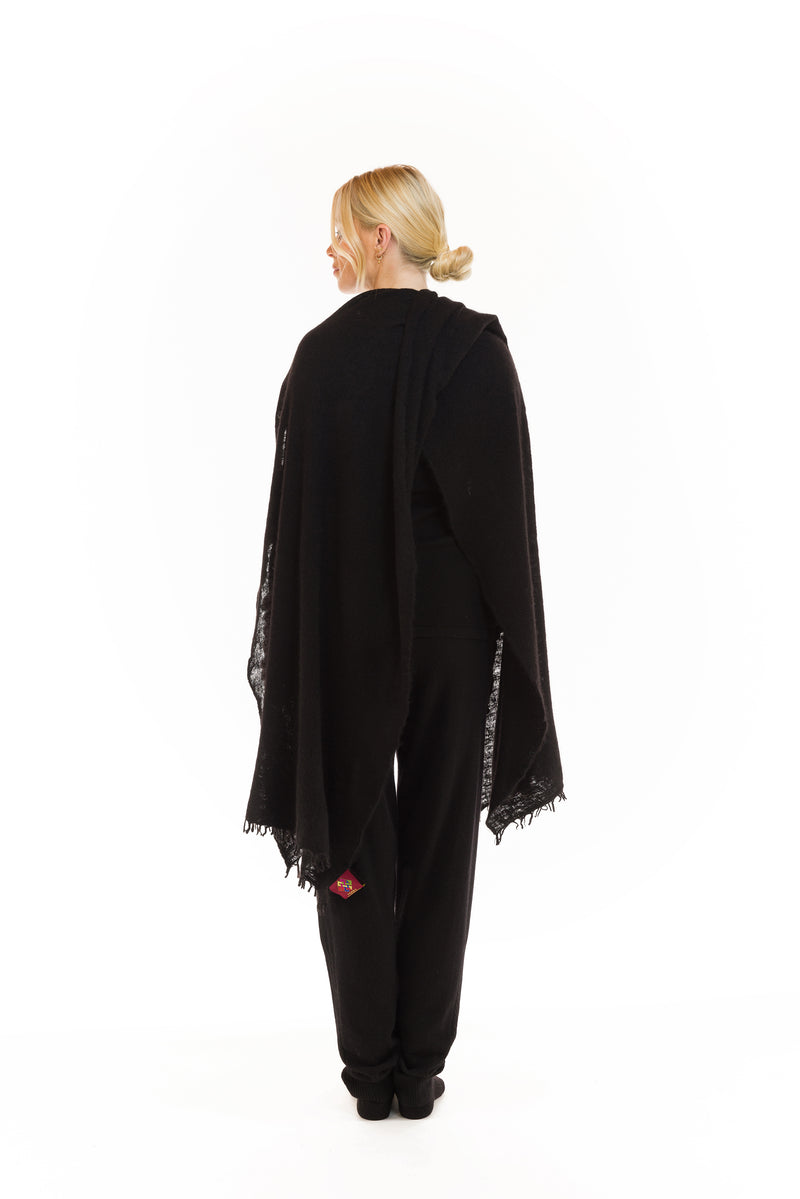 100% CASHMERE FELTED SCARF BLACK