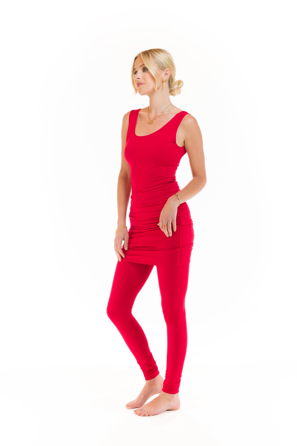 BAMBOO LONG VEST DRESS CLARET