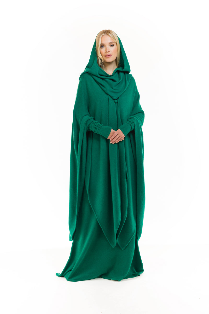 100% 4 PLY AVALON CASHMERE CAPE EMERALD GREEN