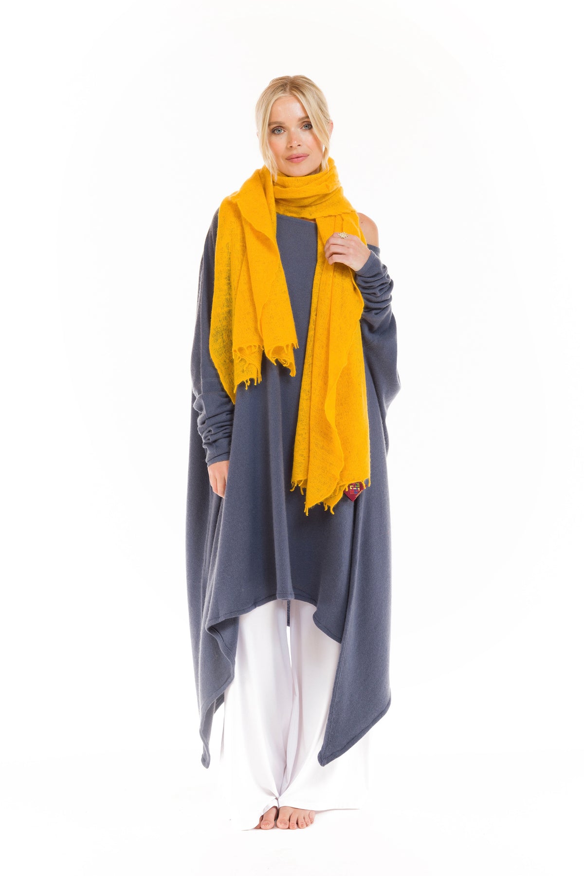 100% CASHMERE FELTED SCARF TIBETAN YELLOW