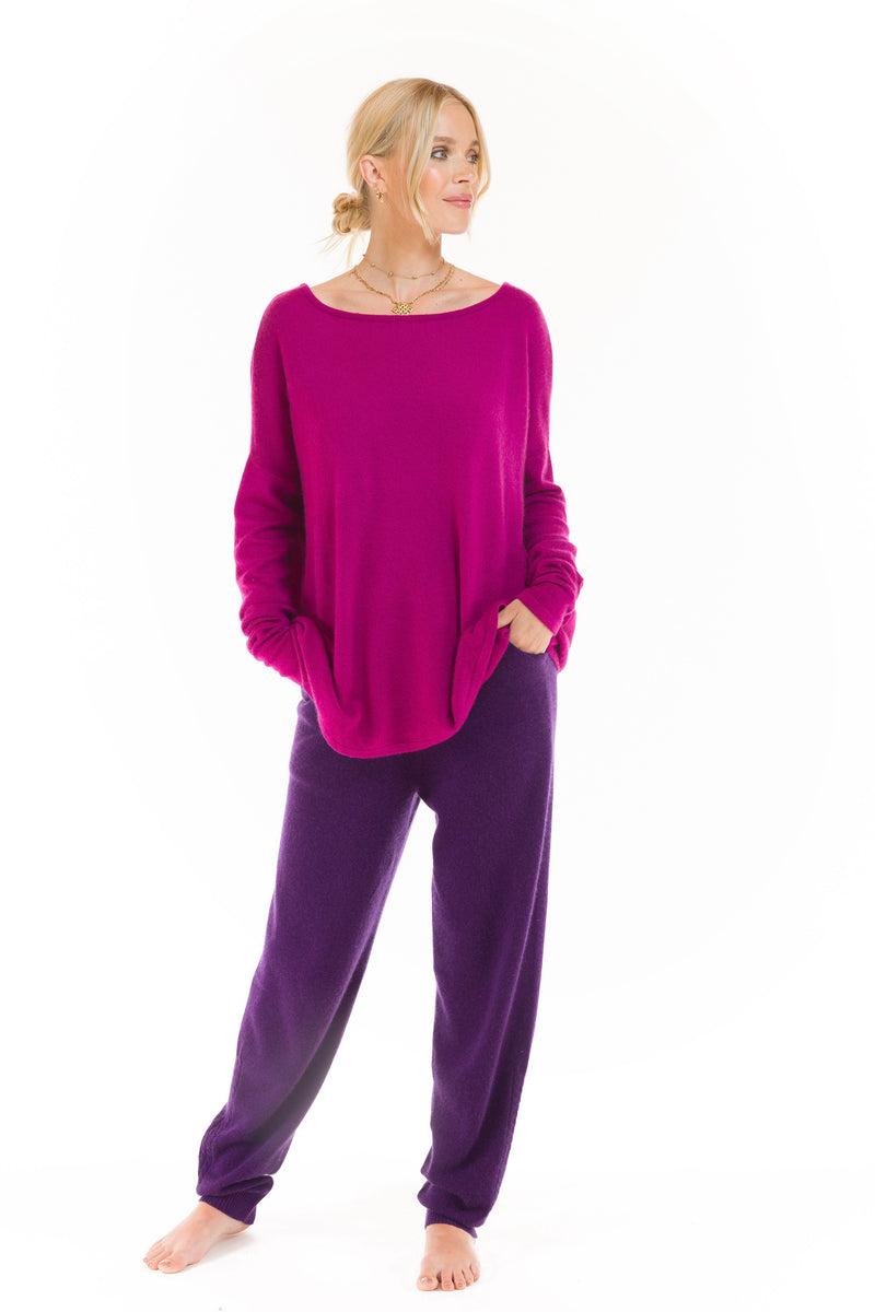 100% CASHMERE BOAT NECK JUMPER FUCHSIA