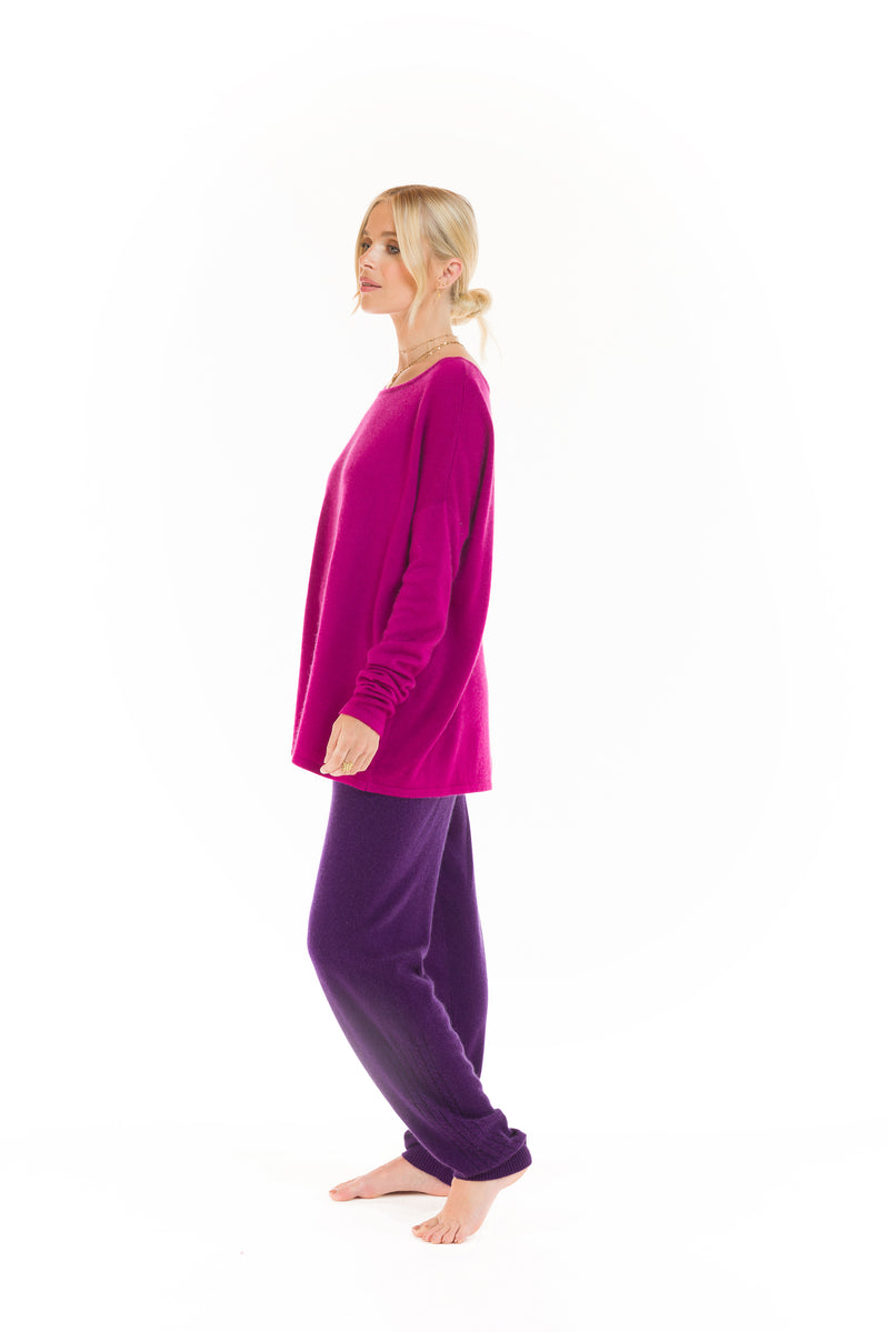 100% CASHMERE BOAT NECK JUMPER FUCHSIA