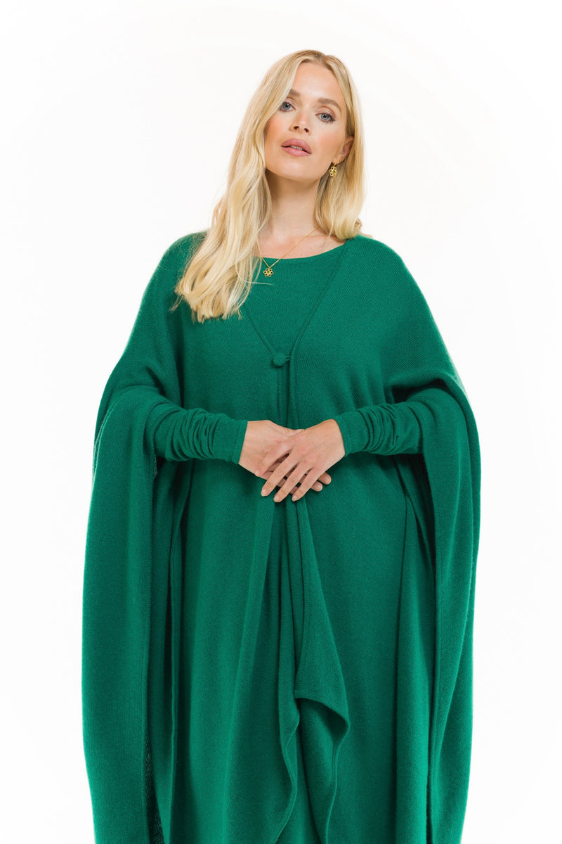 100% 4 PLY AVALON CASHMERE CAPE EMERALD GREEN