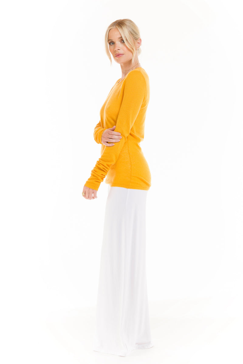 100% ULTRA FINE LONG SLEEVE TOP TIBETAN YELLOW