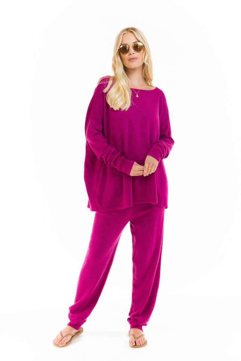 100% CASHMERE BOAT NECK JUMPER FUCHSIA