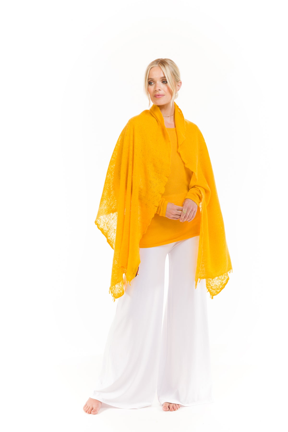 100% ULTRA FINE LONG SLEEVE TOP TIBETAN YELLOW