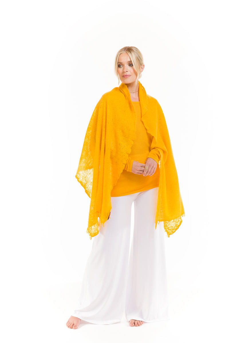 100% ULTRA FINE LONG SLEEVE TOP TIBETAN YELLOW