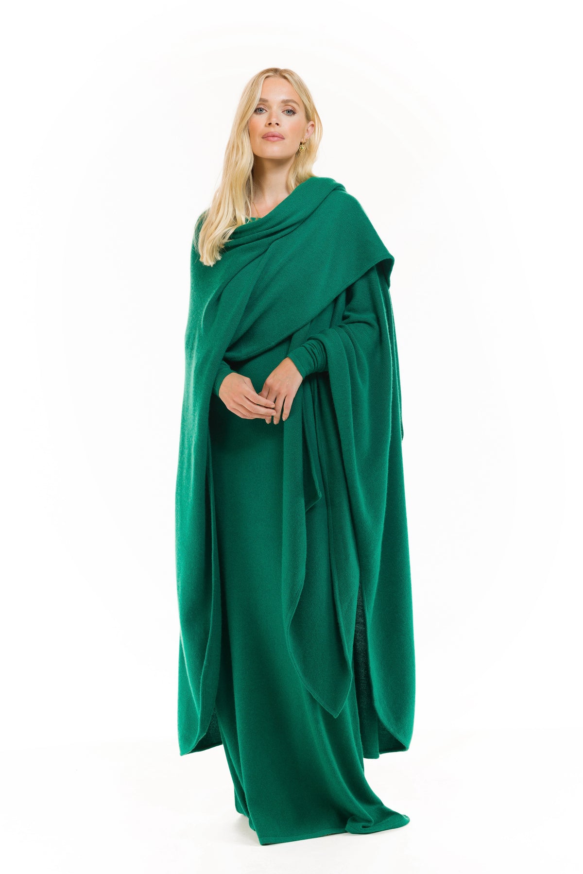 100% 4 PLY AVALON CASHMERE CAPE EMERALD GREEN