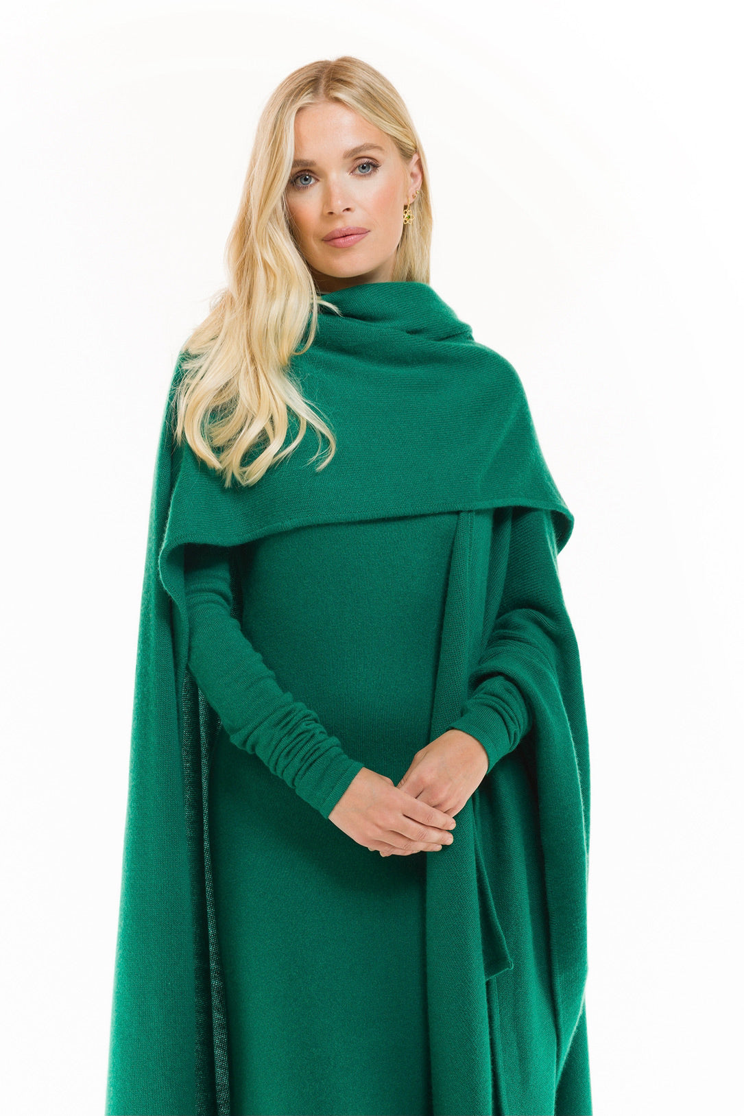 100% 4 PLY AVALON CASHMERE CAPE EMERALD GREEN