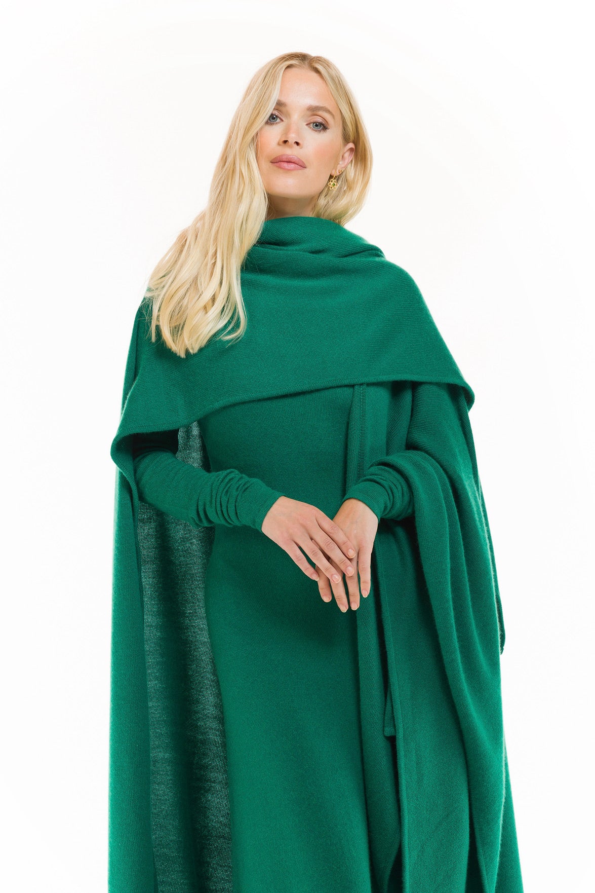100% 4 PLY AVALON CASHMERE CAPE EMERALD GREEN