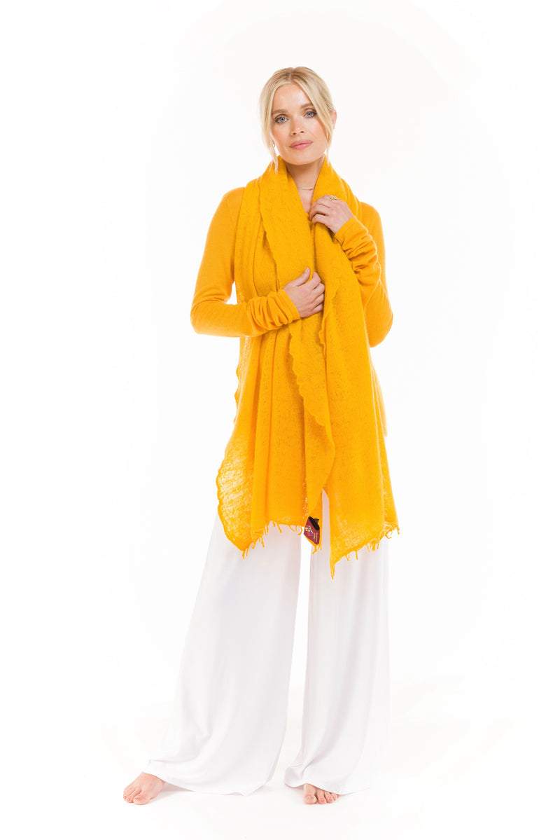100% CASHMERE FELTED SCARF TIBETAN YELLOW