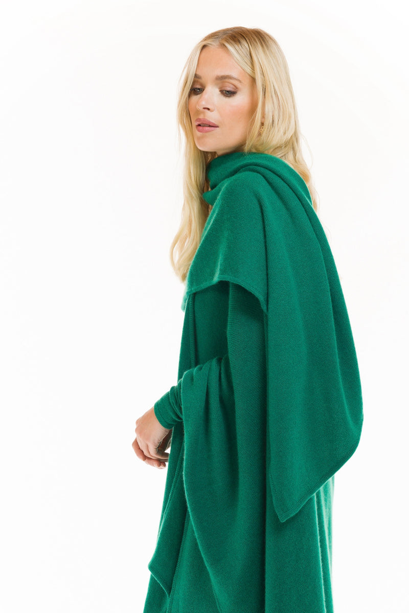 100% 4 PLY AVALON CASHMERE CAPE EMERALD GREEN