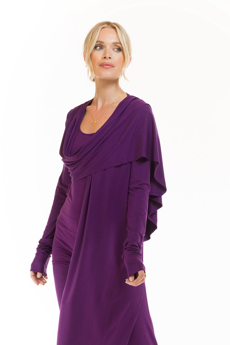 BAMBOO DRAPE SHRUG PURPLE