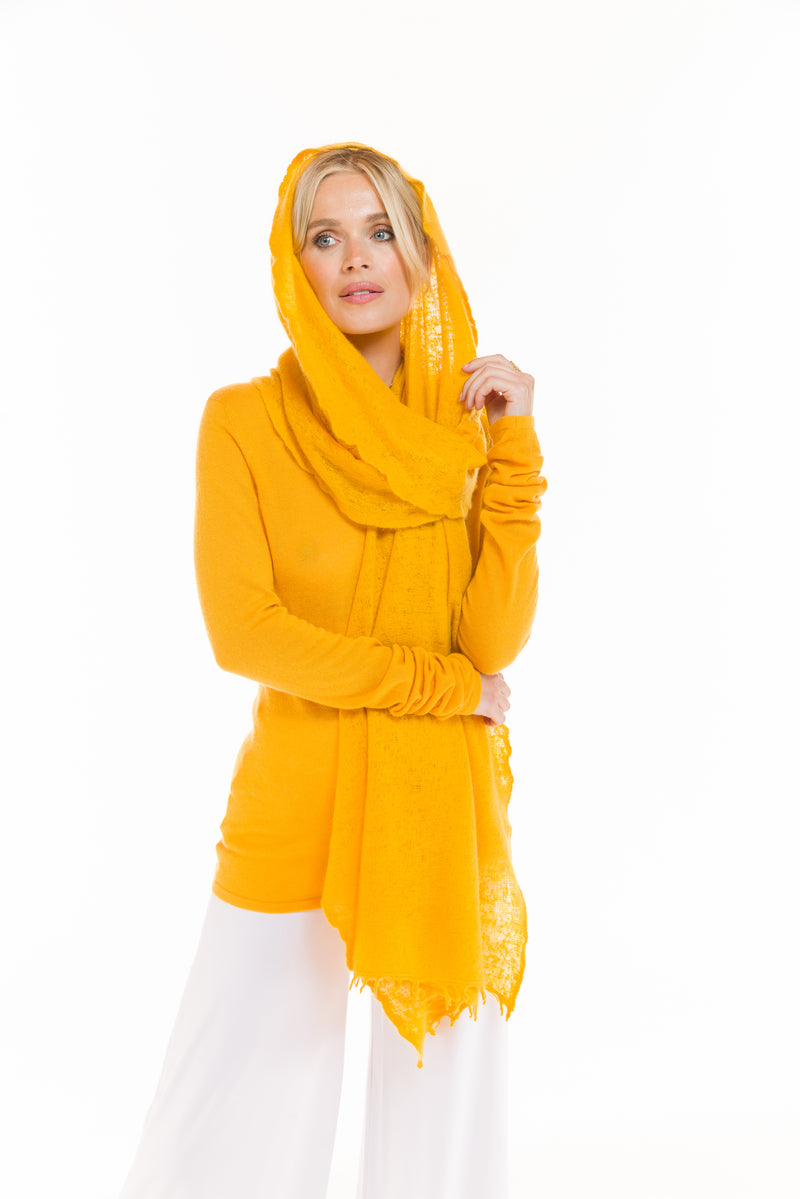 100% ULTRA FINE LONG SLEEVE TOP TIBETAN YELLOW