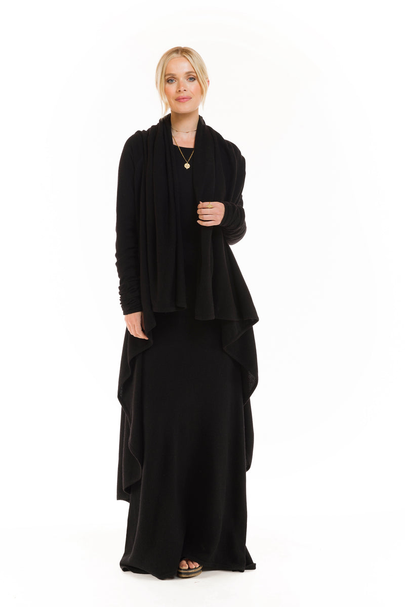 100% CASHMERE WATERFALL JACKET BLACK