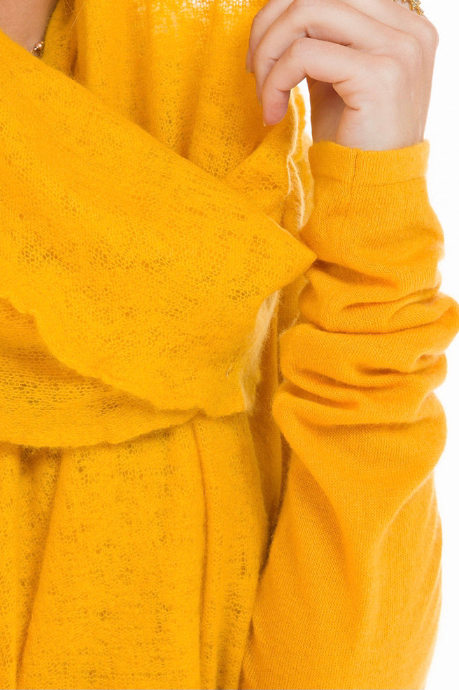 100% CASHMERE FELTED SCARF TIBETAN YELLOW