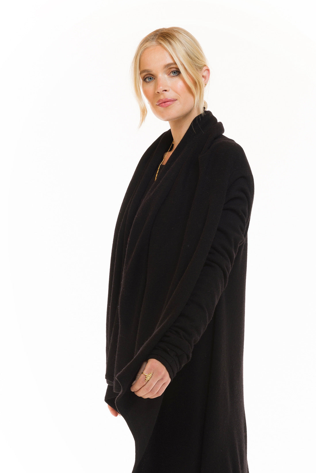 100% CASHMERE WATERFALL JACKET BLACK