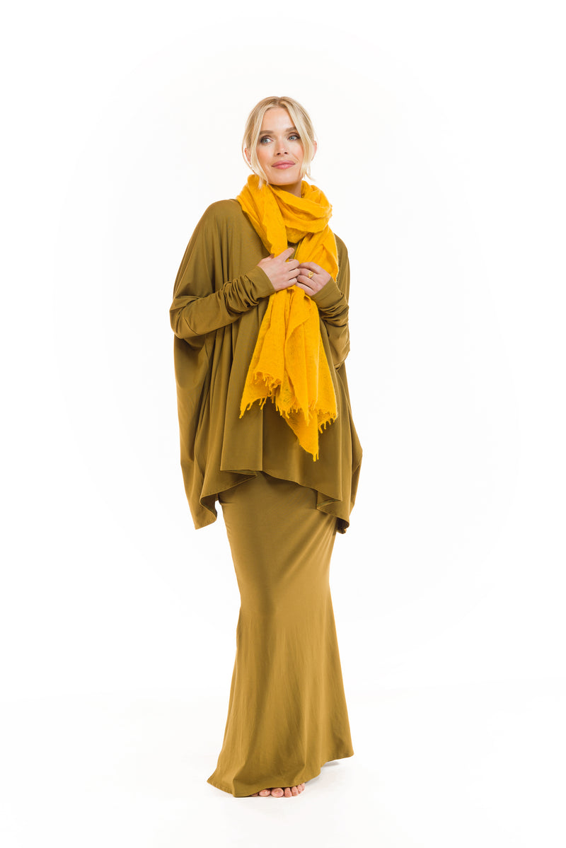 100% CASHMERE FELTED SCARF TIBETAN YELLOW