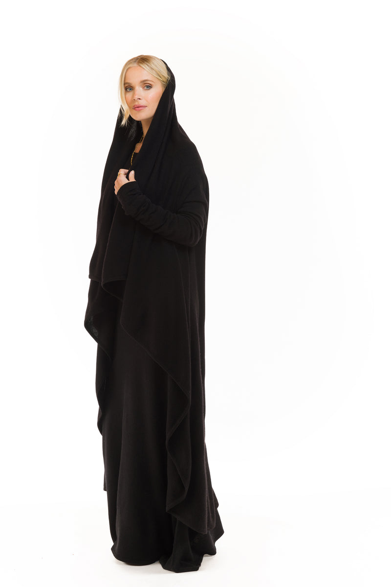 100% CASHMERE WATERFALL JACKET BLACK