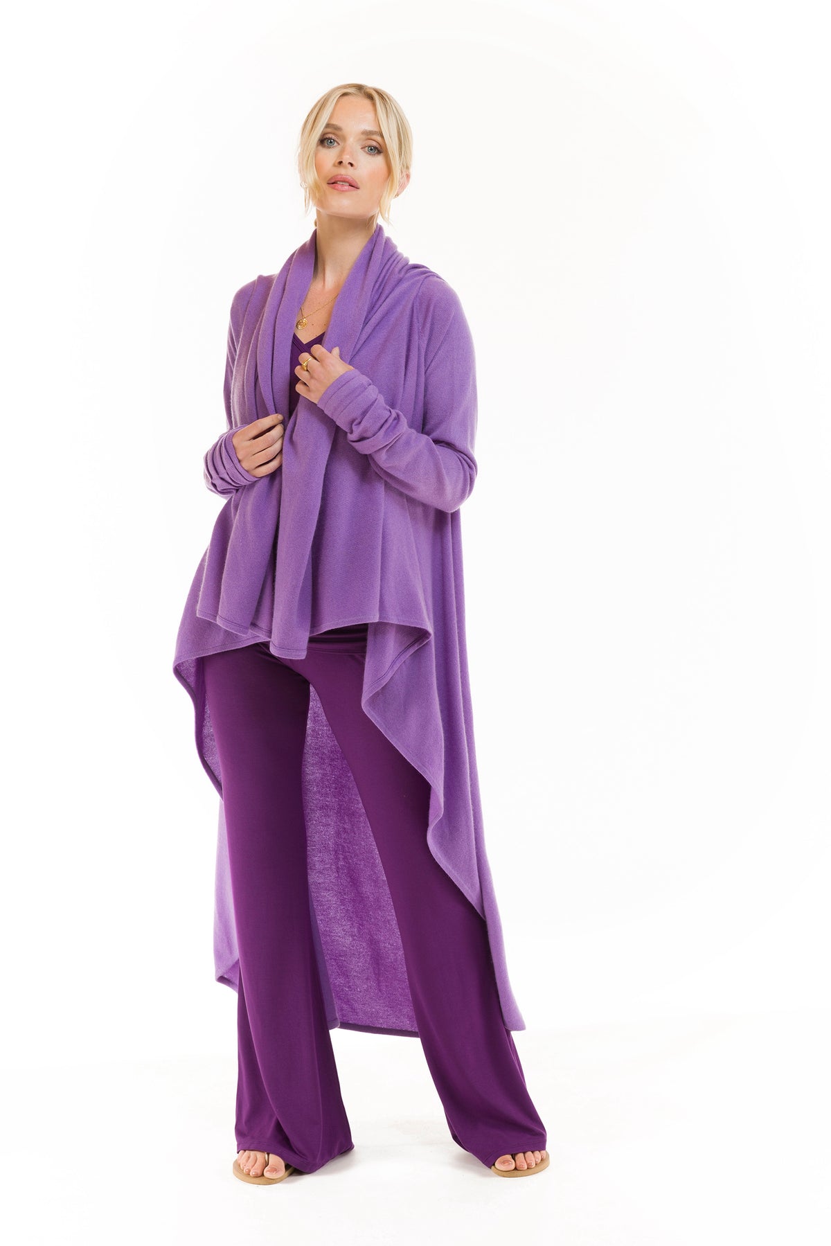100% CASHMERE WATERFALL JACKET LAVENDER