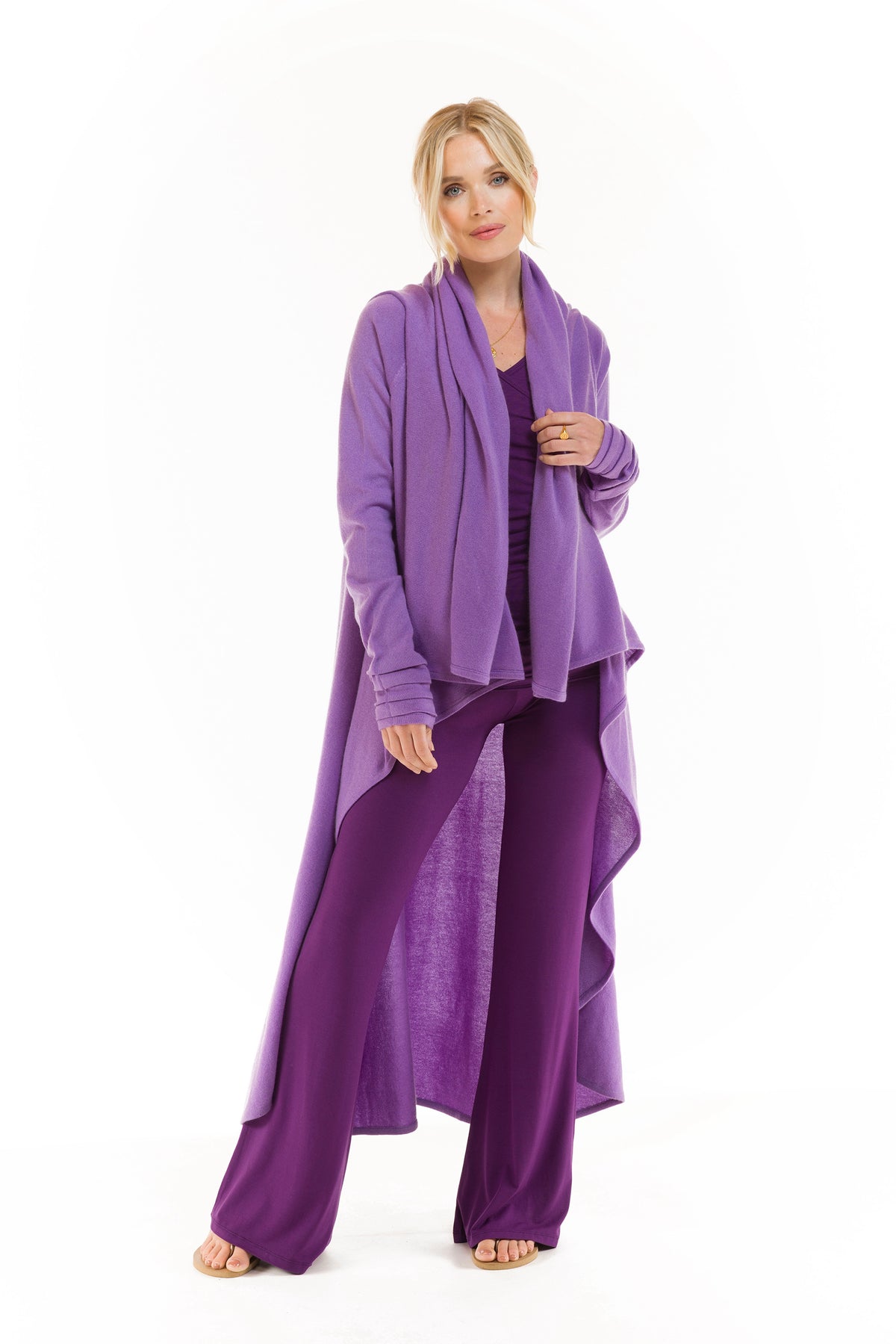 100% CASHMERE WATERFALL JACKET LAVENDER