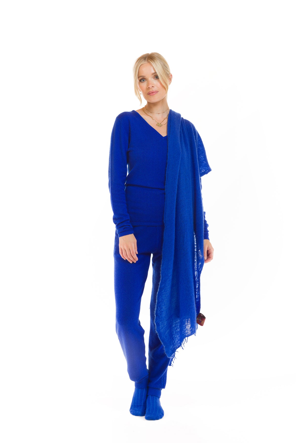 100% CASHMERE FELTED SCARF ROYAL BLUE