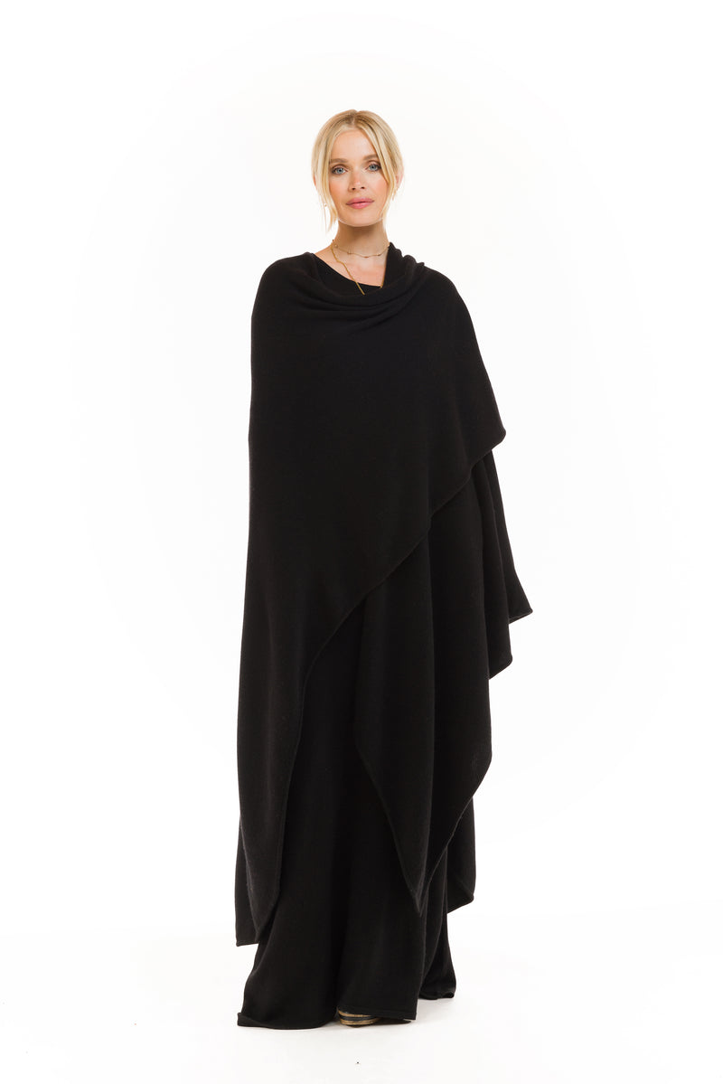 100% CASHMERE MAXI FITTED DRESS BLACK
