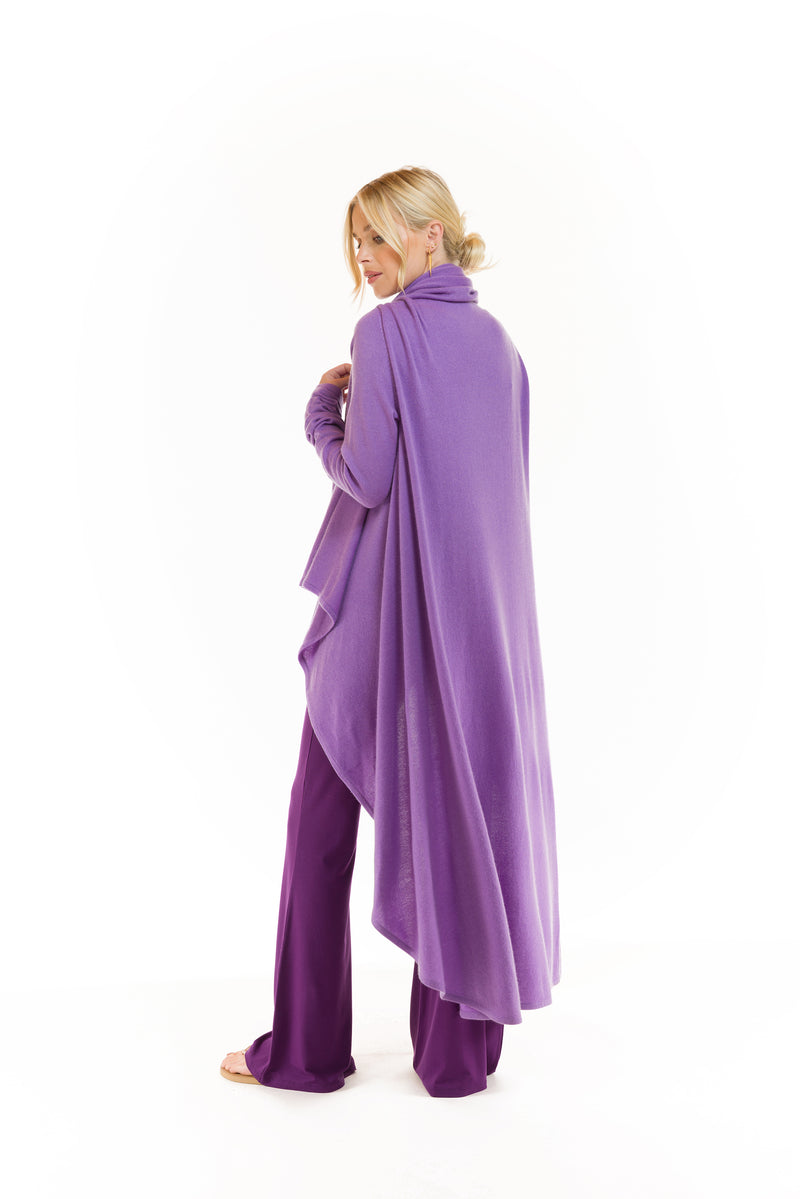 100% CASHMERE WATERFALL JACKET LAVENDER