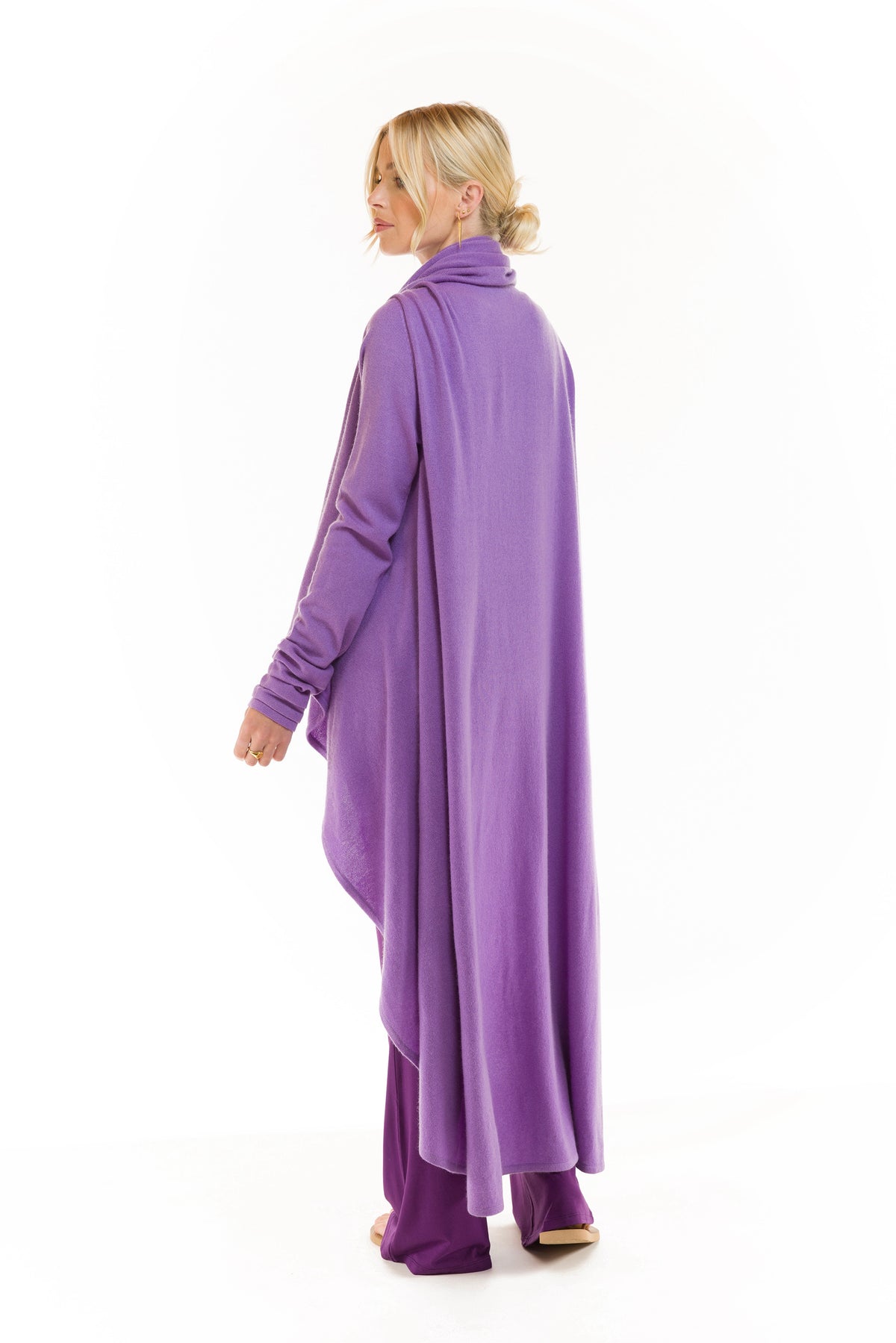 100% CASHMERE WATERFALL JACKET LAVENDER