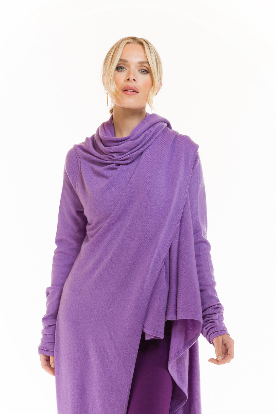 100% CASHMERE WATERFALL JACKET LAVENDER