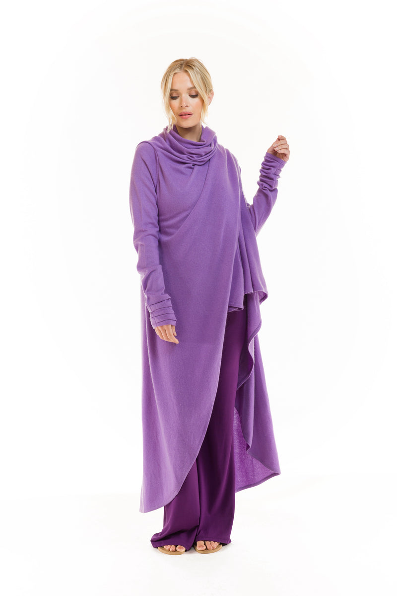 100% CASHMERE WATERFALL JACKET LAVENDER