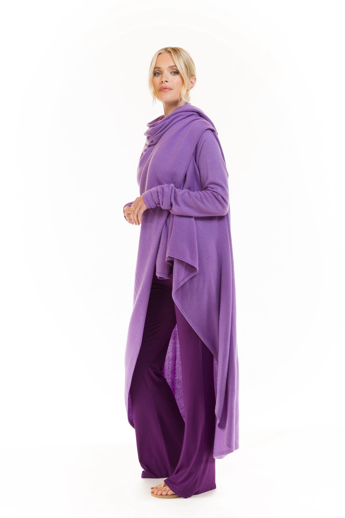 100% CASHMERE WATERFALL JACKET LAVENDER
