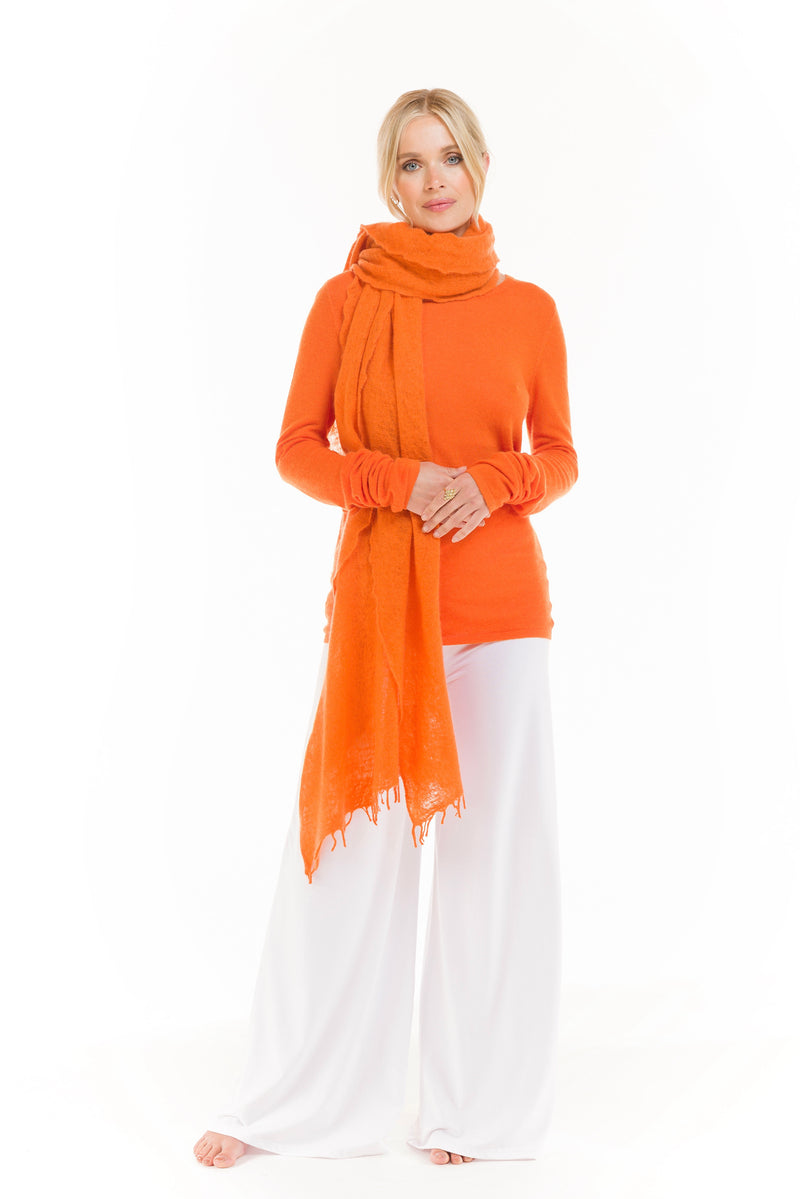 100% CASHMERE FELTED SCARF ORANGE